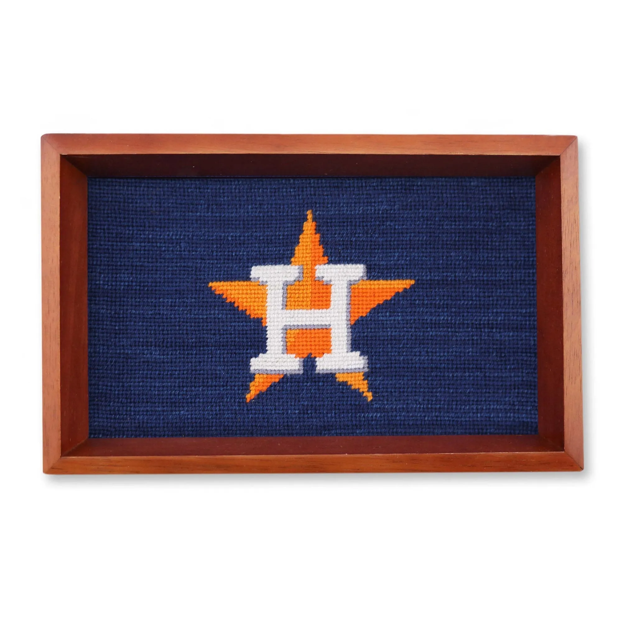 Houston Astros Valet Tray (Classic Navy) (Chestnut Wood)