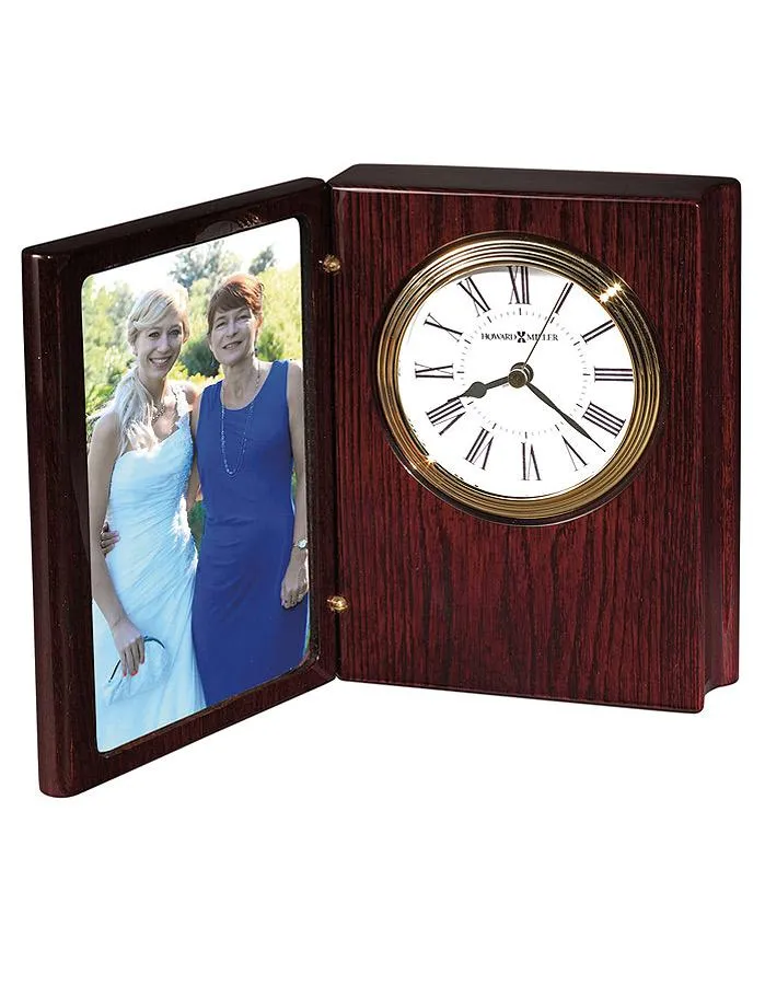 Howard Miller Portrait Book II Picture Frame Clock - Rosewood - 4 x 6 Photo