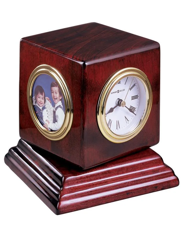 Howard Miller Reuben Cube Desk Clock - Picture&#44; Time&#44; Thermometer & Hygromter