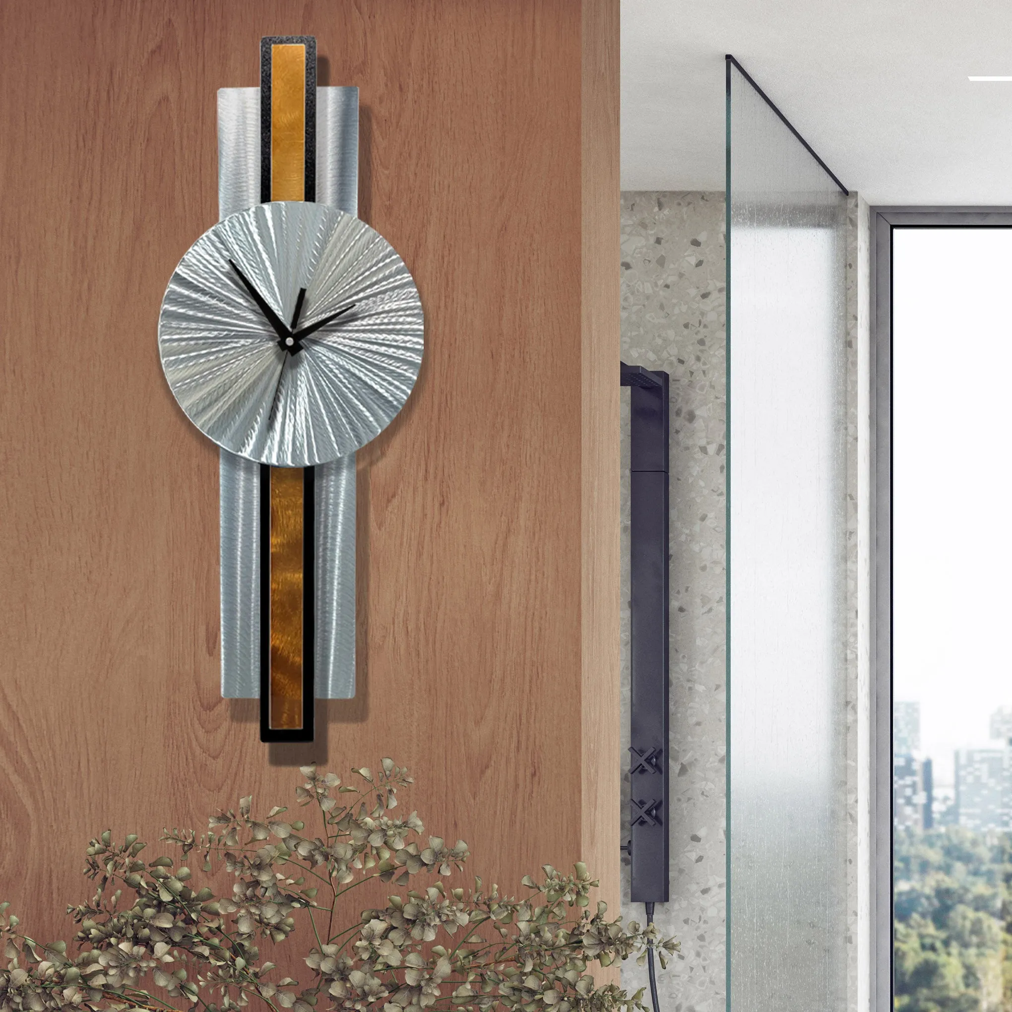 Infinite Orbit Clock Silver & Copper