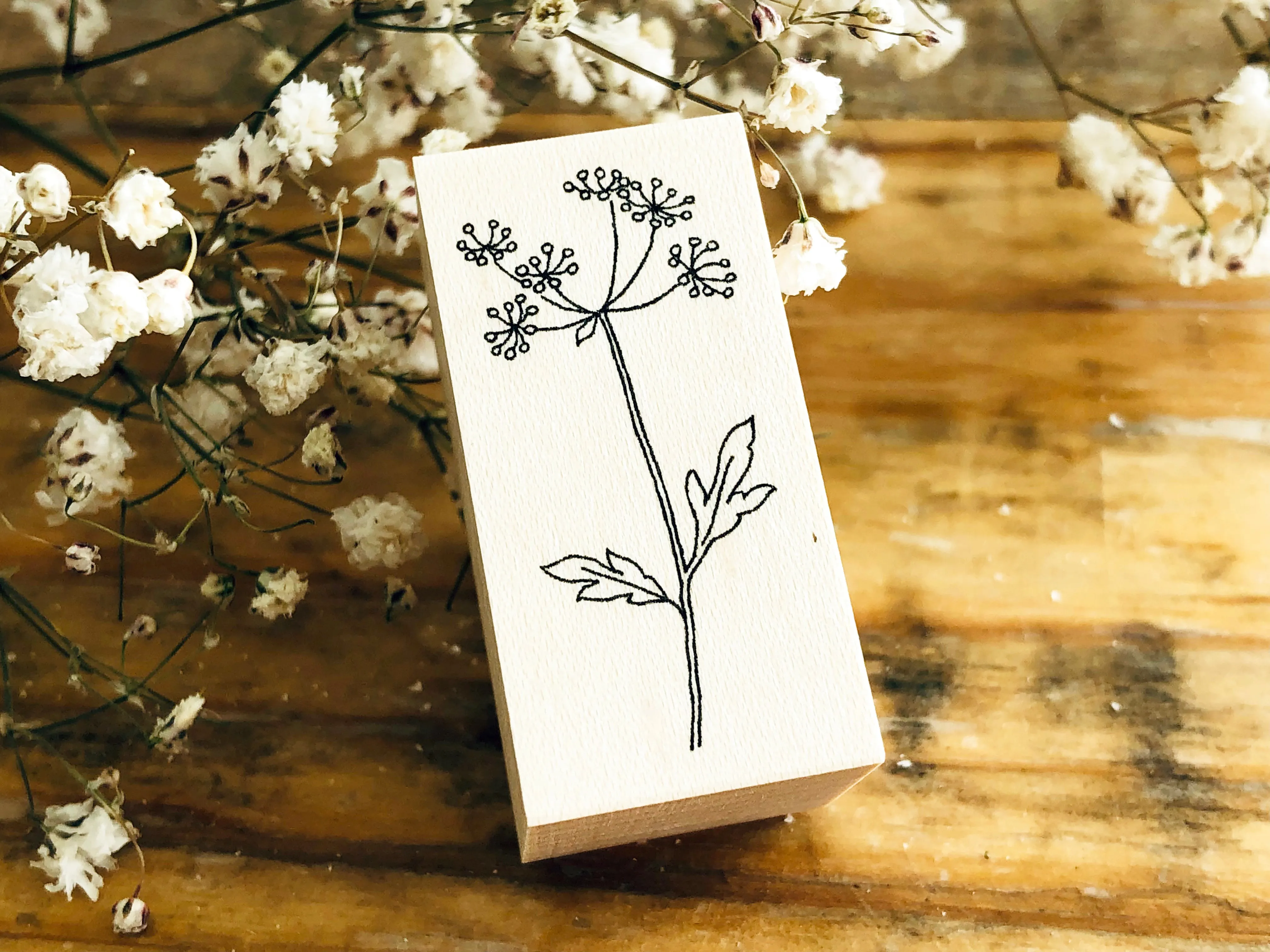 Japanese Botanical Garden Wooden Rubber Stamp - Wild Celery