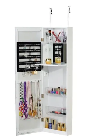 Jewelry Armoire Cosmetic Makeup Cabinet Organizer Over The Door Wallmount White