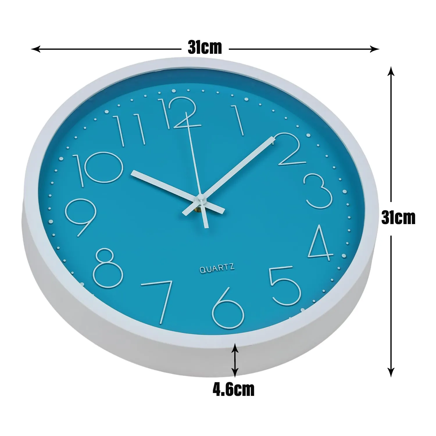 Kuber Industries Wall Clock | Fancy Watch Wall Clocks | Office Wall Clock | Clock for Living Room | Clock for Bedroom | Clock for Hall | Machinery-Quartz | 12 Inch | 2019-Sky Blue