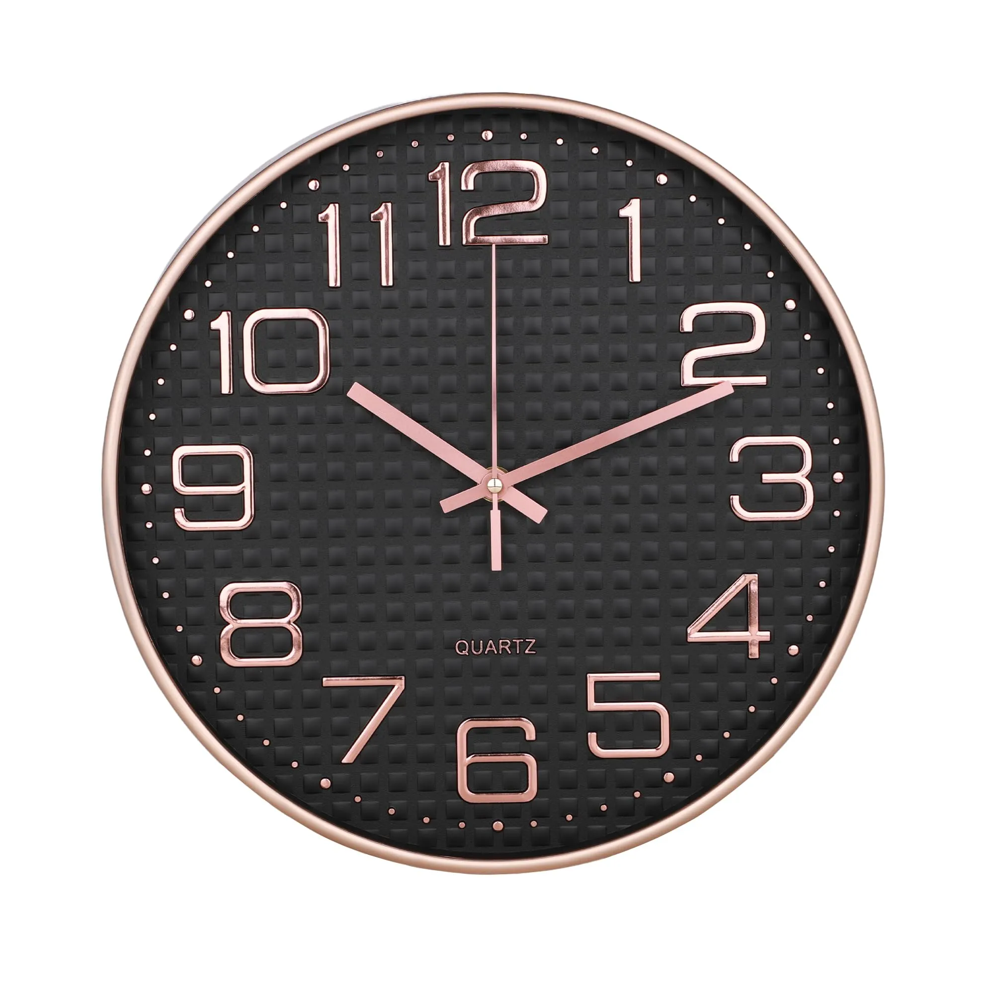 Kuber Industries Wall Clock | Fancy Watch Wall Clocks | Office Wall Clock | Clock for Living Room | Clock for Bedroom | Clock for Hall | Machinery-Quartz | 12 Inch | L-Black Rose Gold