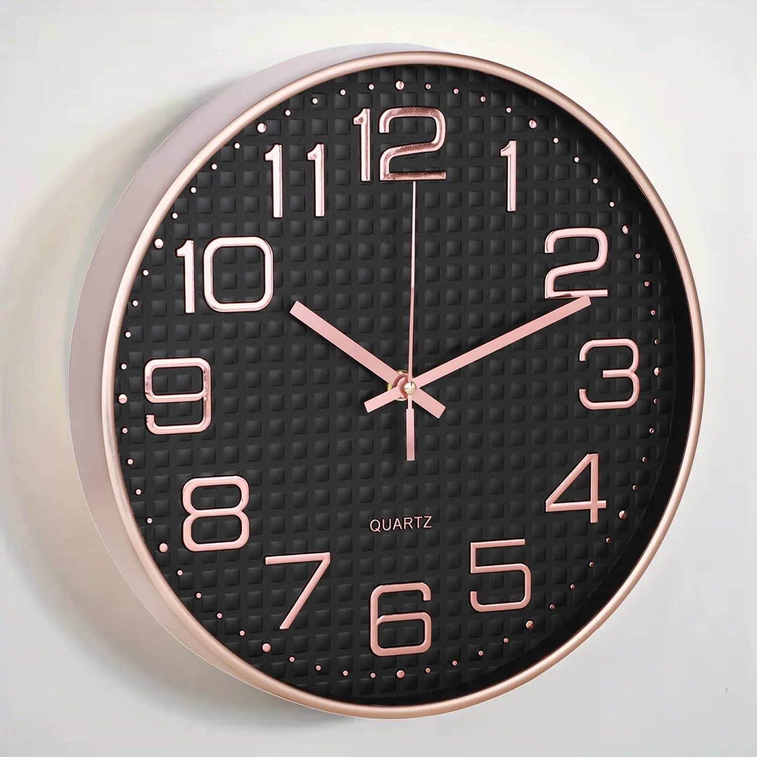 Kuber Industries Wall Clock | Fancy Watch Wall Clocks | Office Wall Clock | Clock for Living Room | Clock for Bedroom | Clock for Hall | Machinery-Quartz | 12 Inch | L-Black Rose Gold