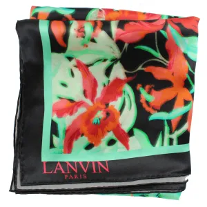 Lanvin Scarf Black Green Red Floral - Square Silk Foulard SALE