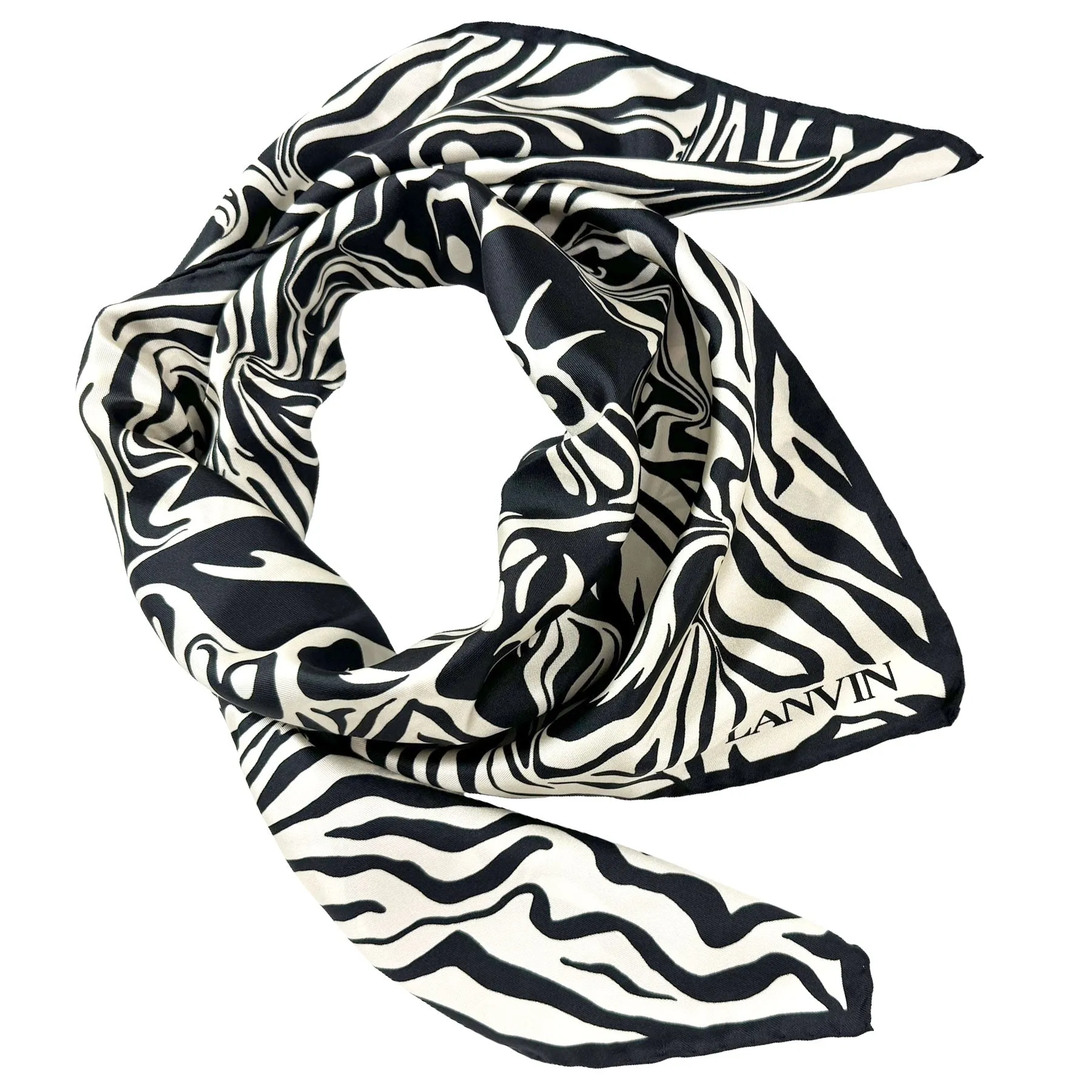 Lanvin Scarf Black White Flowers Design - New 2024 Collection