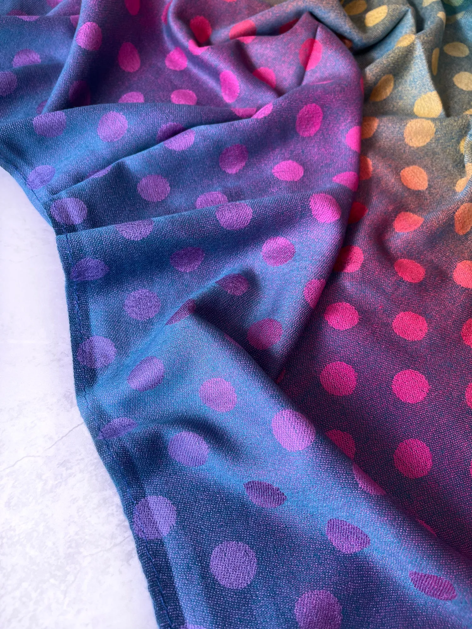 LARGE TEAL MULTI-COLOUR DOT PRINT PASHMINA SHAWL SCARF