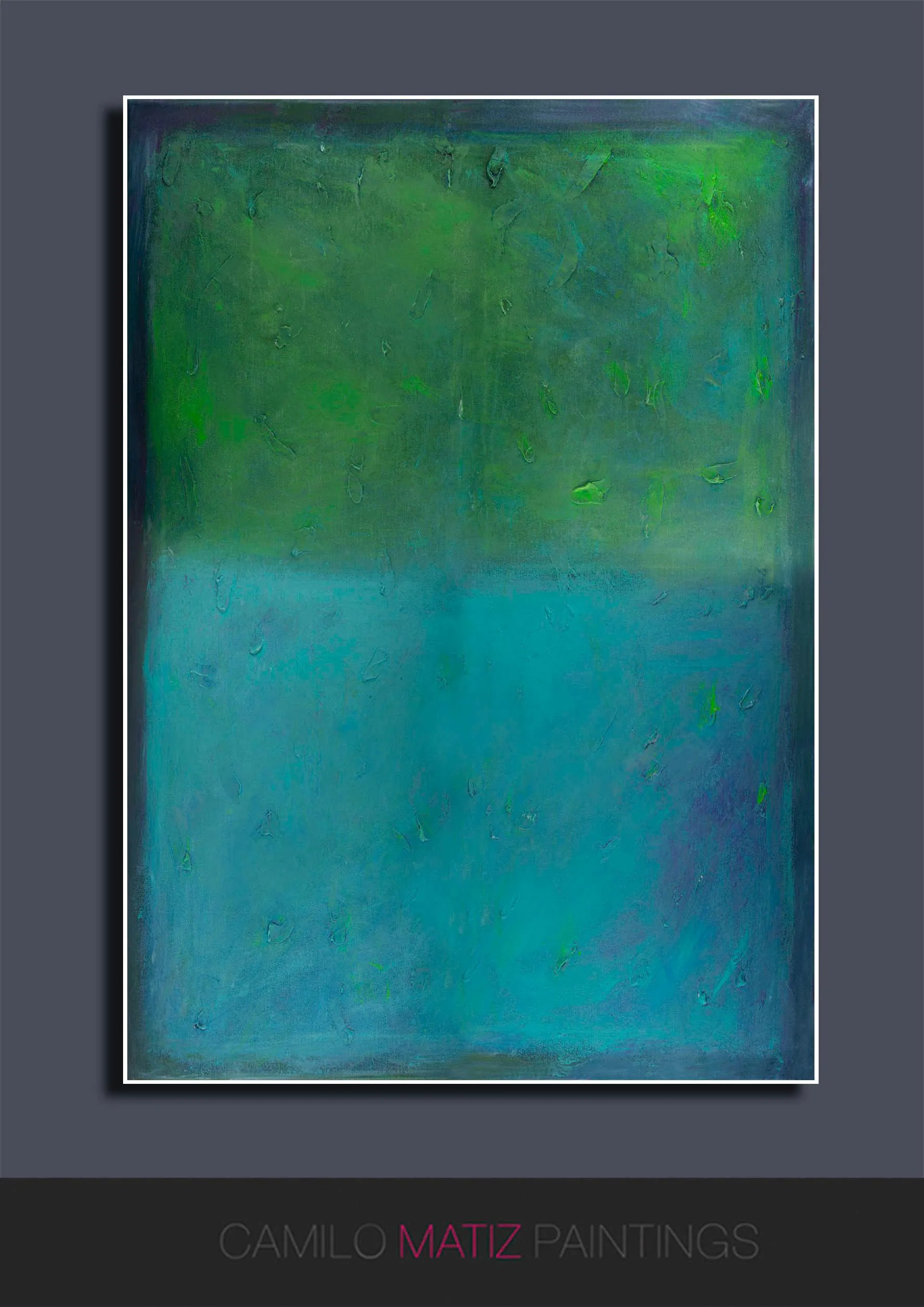 Large wall art giclee print, green blue geometric abstract painting, large abstract painting print, giclee wall art