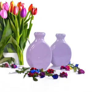 Lavender Ceramic Small Vases for Home Decor (4 x 2.5) Inches 2 Pieces Center Table Bedroom Living Room Flower Vases for Home Décor Home Decorative Floral Vase