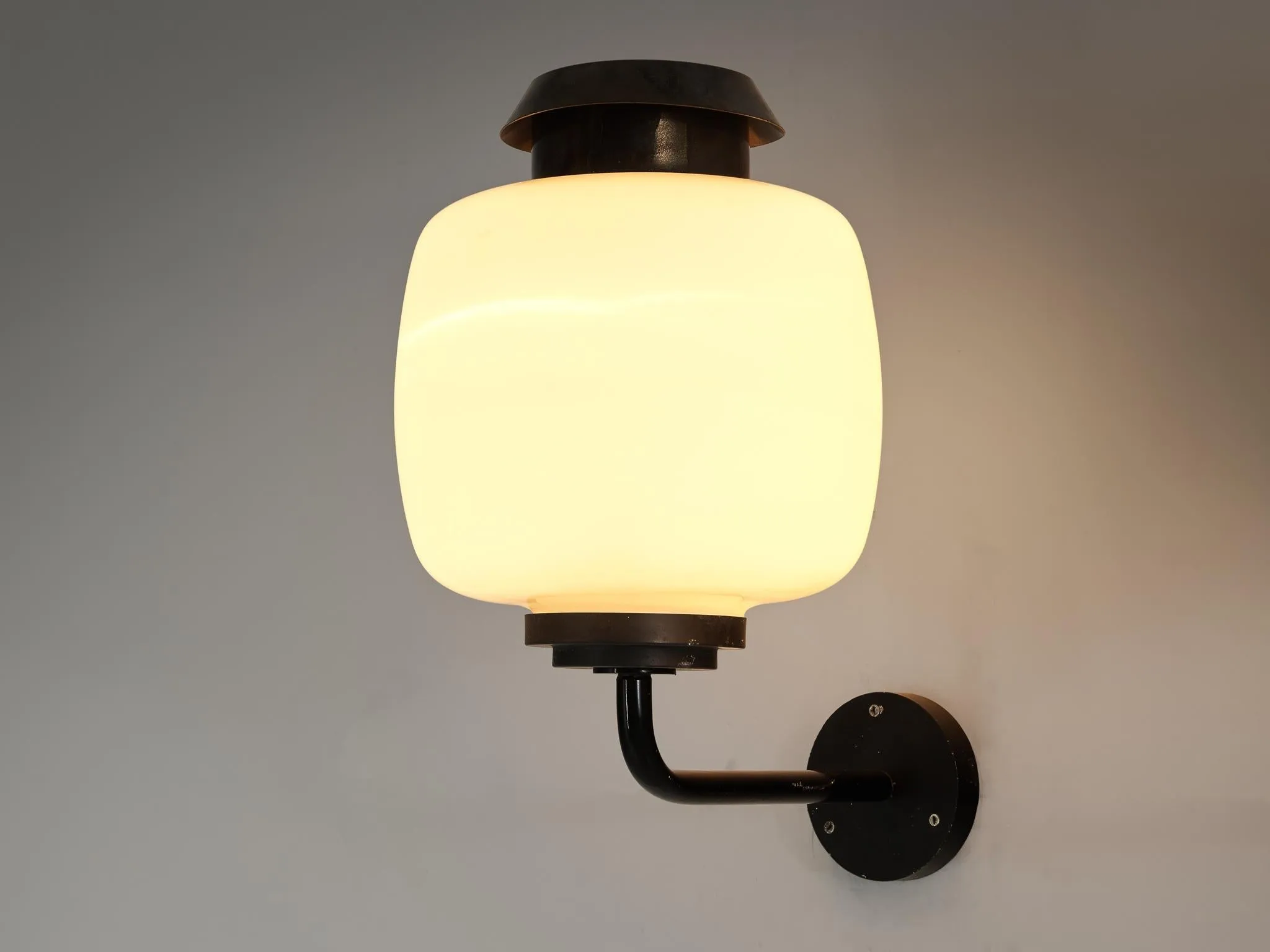 Lyfa 'Drabant' Wall Light in White Opaque Glass and Copper