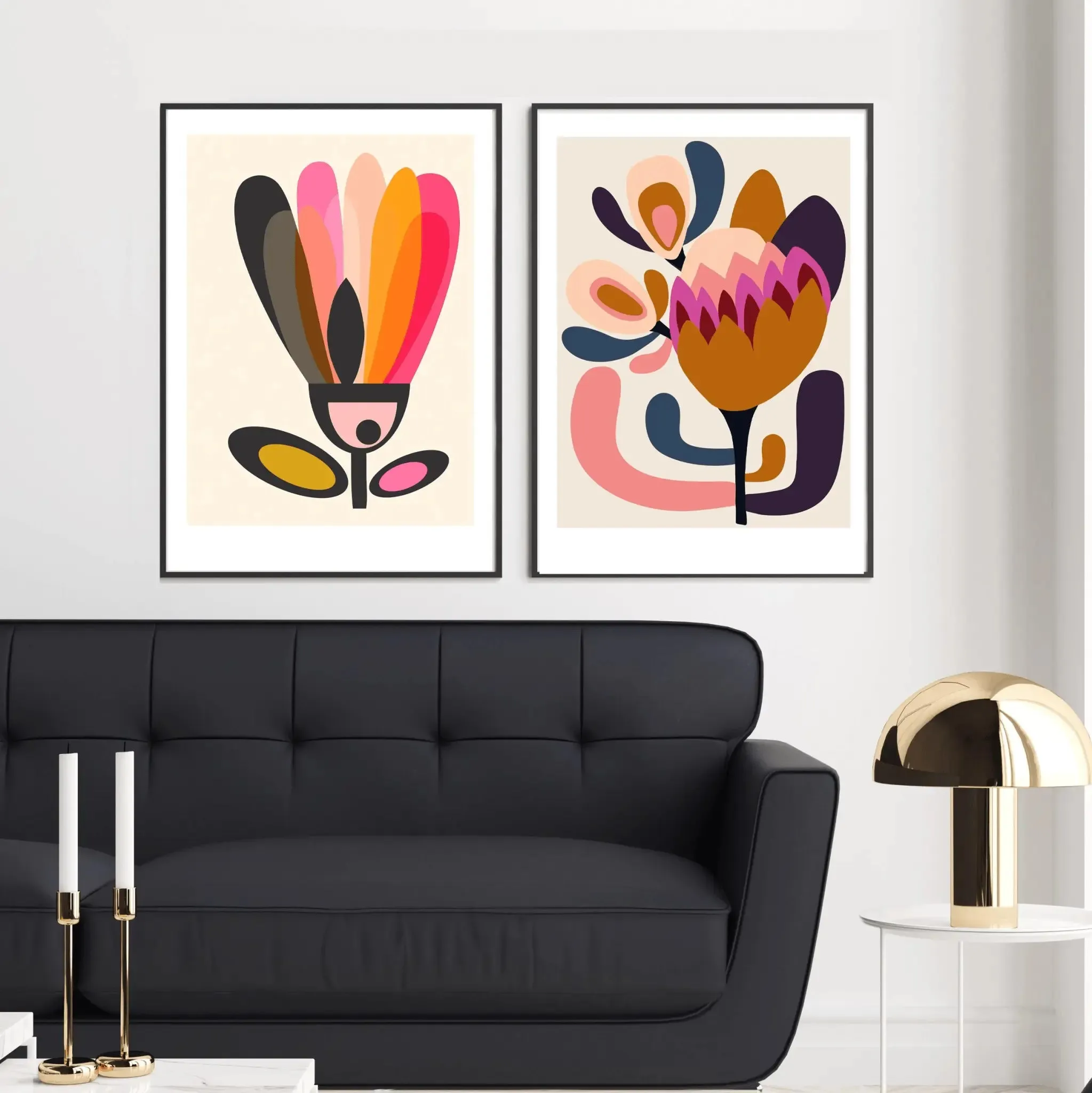 Mid Century Modern Wall Art Giclee Print Set