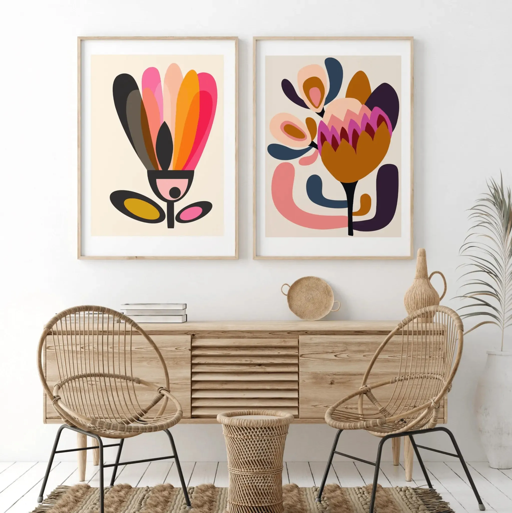 Mid Century Modern Wall Art Giclee Print Set