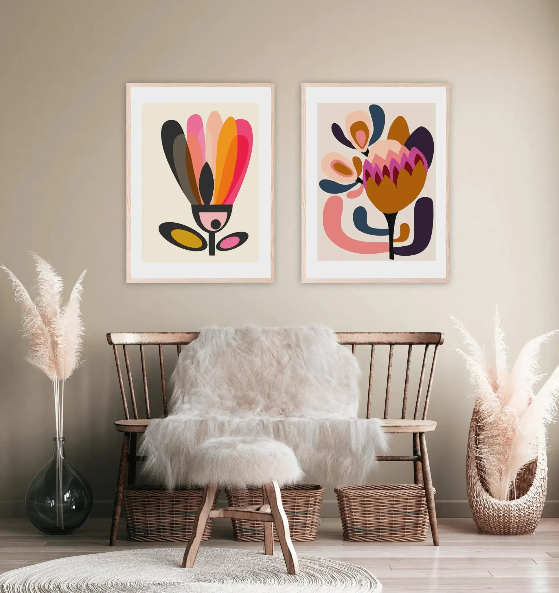 Mid Century Modern Wall Art Giclee Print Set