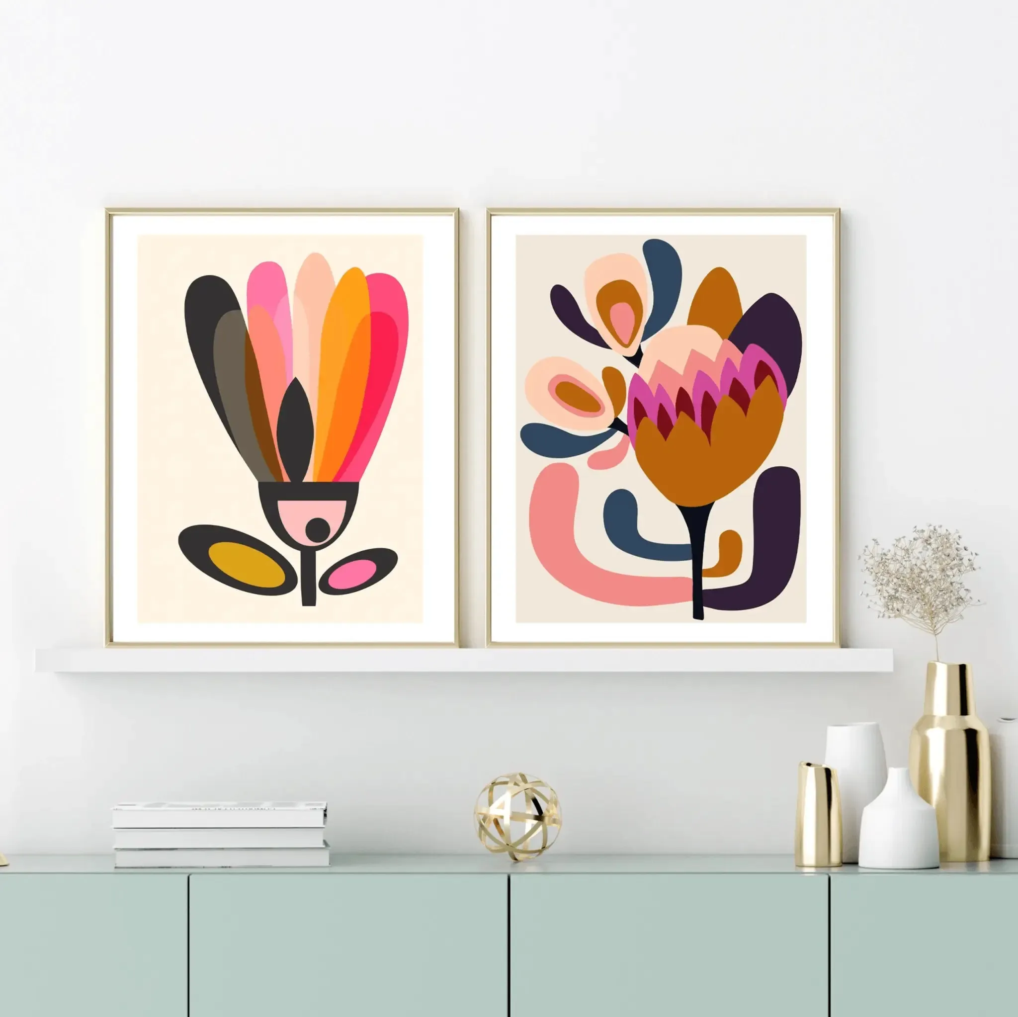 Mid Century Modern Wall Art Giclee Print Set