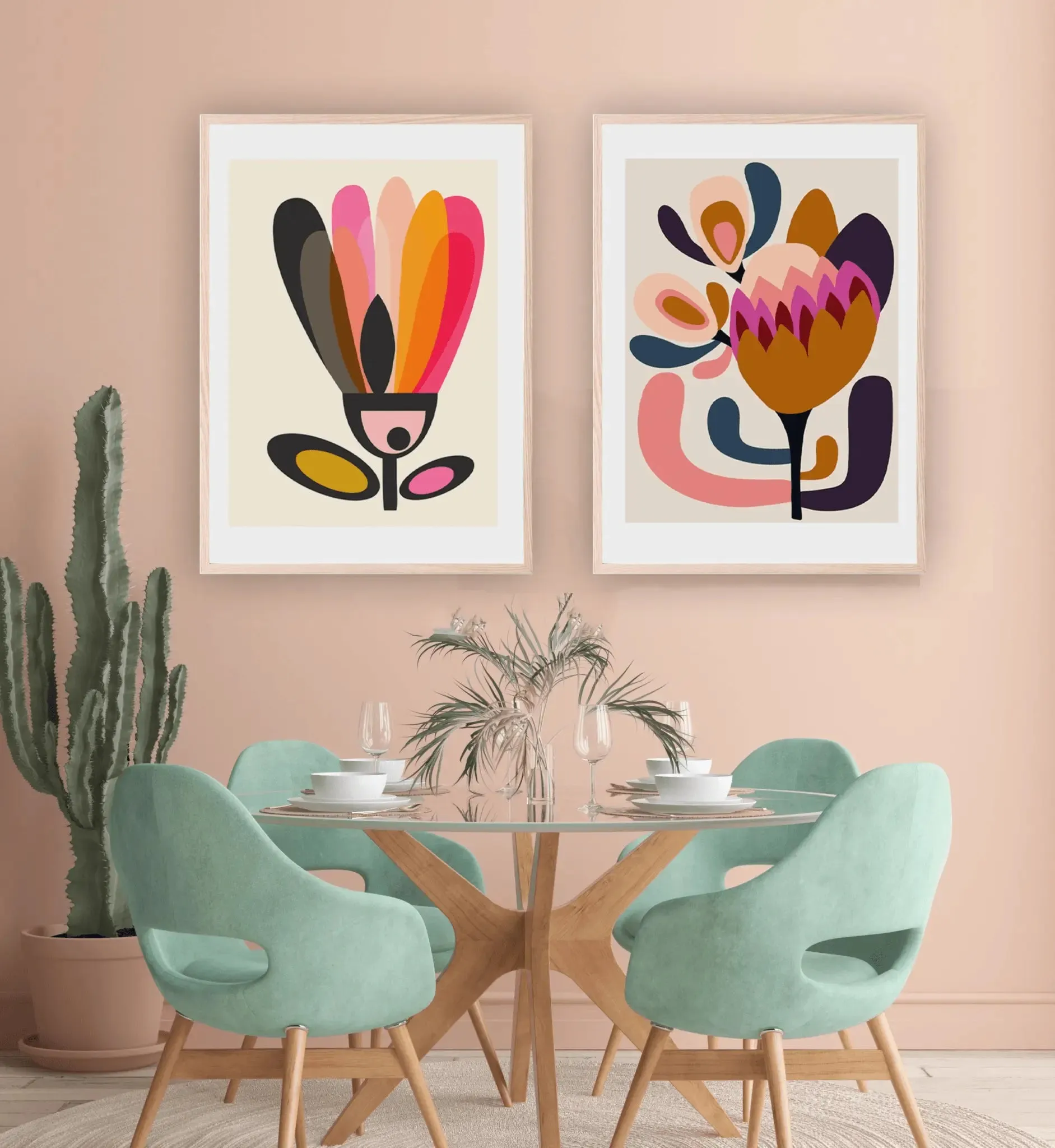 Mid Century Modern Wall Art Giclee Print Set