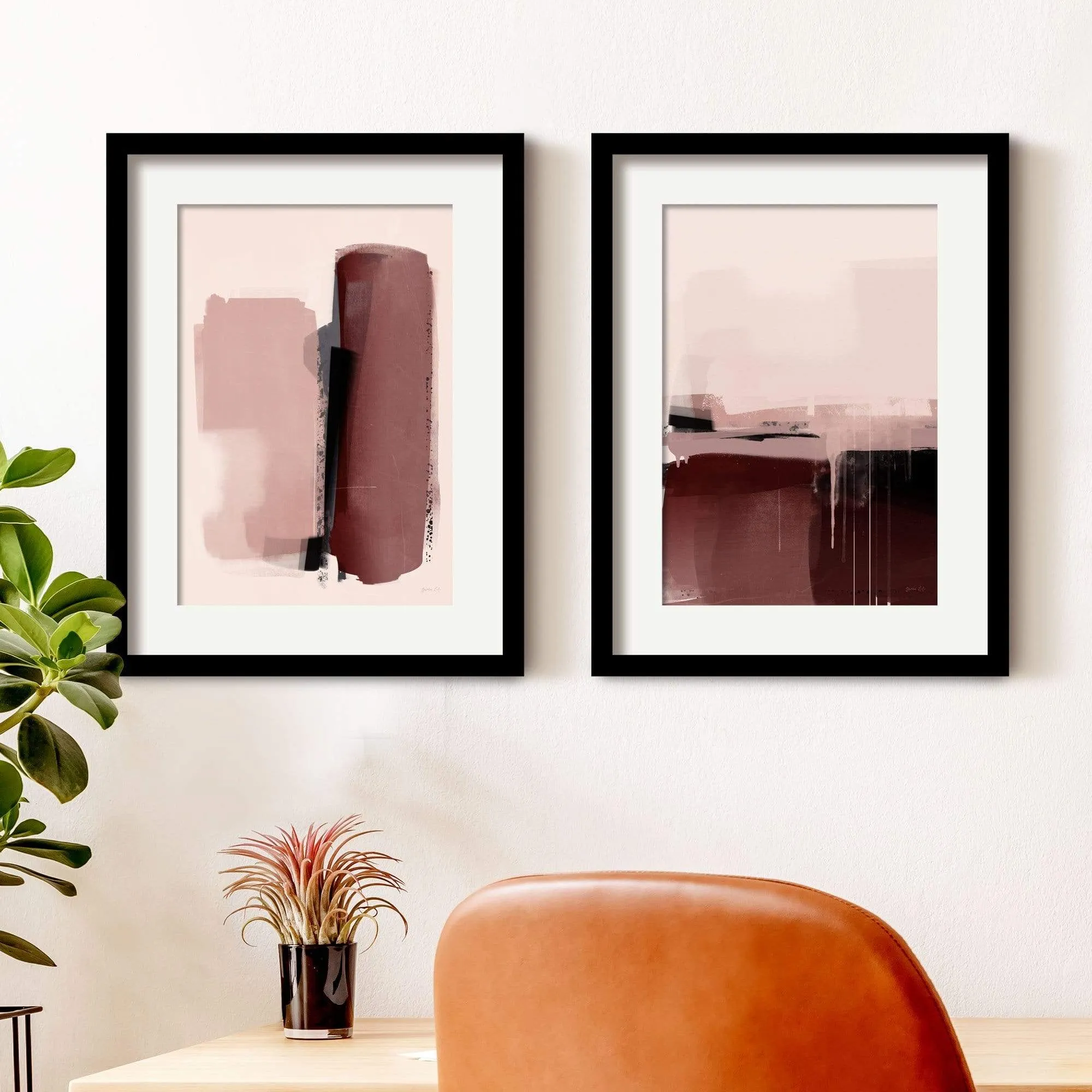 Minimal Pink Abstract Wall Art Set