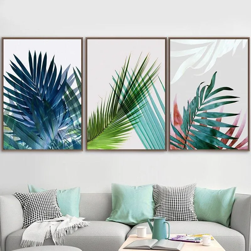 Minimalist Colour Leaves Wall Art (50x70cm Canvas Prints)