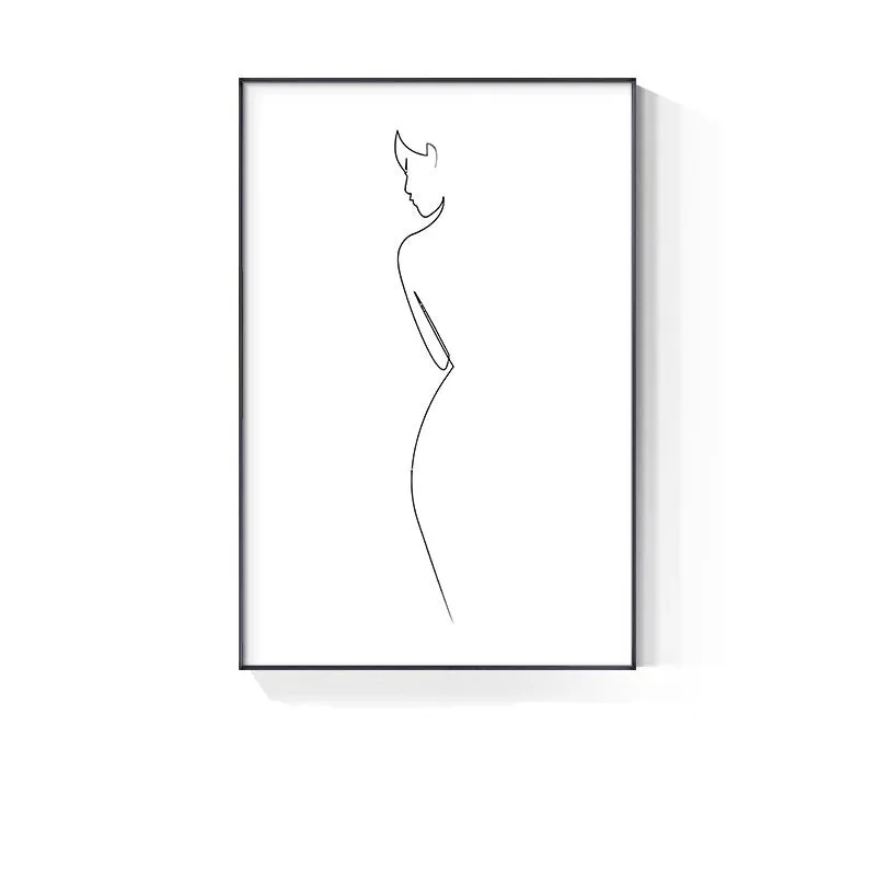 Minimalist Line Art Black White Poster Wall Art Fine Art Canvas Prints Simple Lifestyle Pictures For Bedroom Living Room White Wall Decor