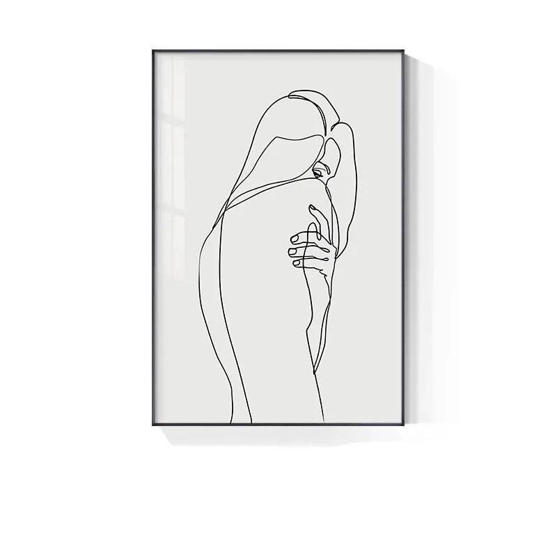 Minimalist Line Art Black White Poster Wall Art Fine Art Canvas Prints Simple Lifestyle Pictures For Bedroom Living Room White Wall Decor