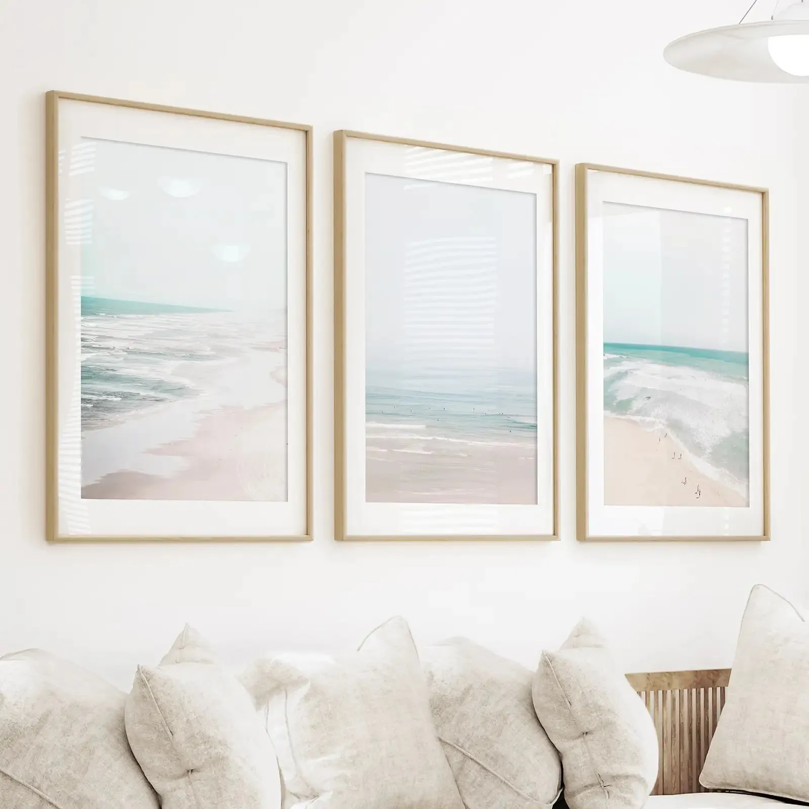 Minimalist Neutral Ocean Beach Wall Art Set of 3 Pieces