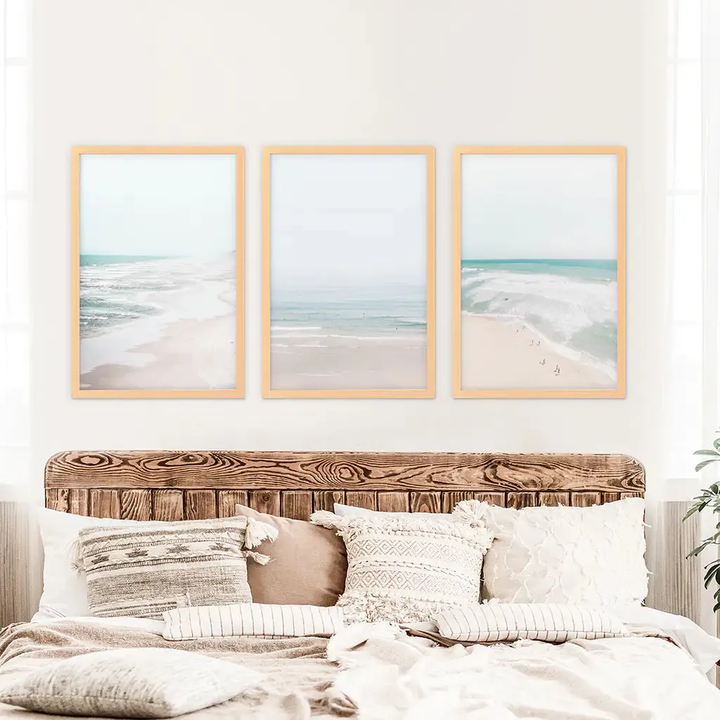 Minimalist Neutral Ocean Beach Wall Art Set of 3 Pieces