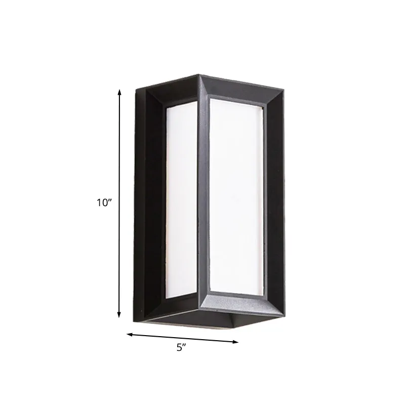 Modern and Stylish Lodges Cuboid Box Wall Sconce in Black with Milky Glass and LED for Corner Lighting, Warm/White Light