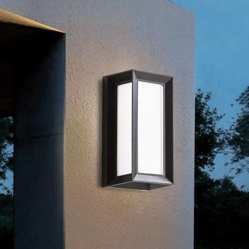 Modern and Stylish Lodges Cuboid Box Wall Sconce in Black with Milky Glass and LED for Corner Lighting, Warm/White Light