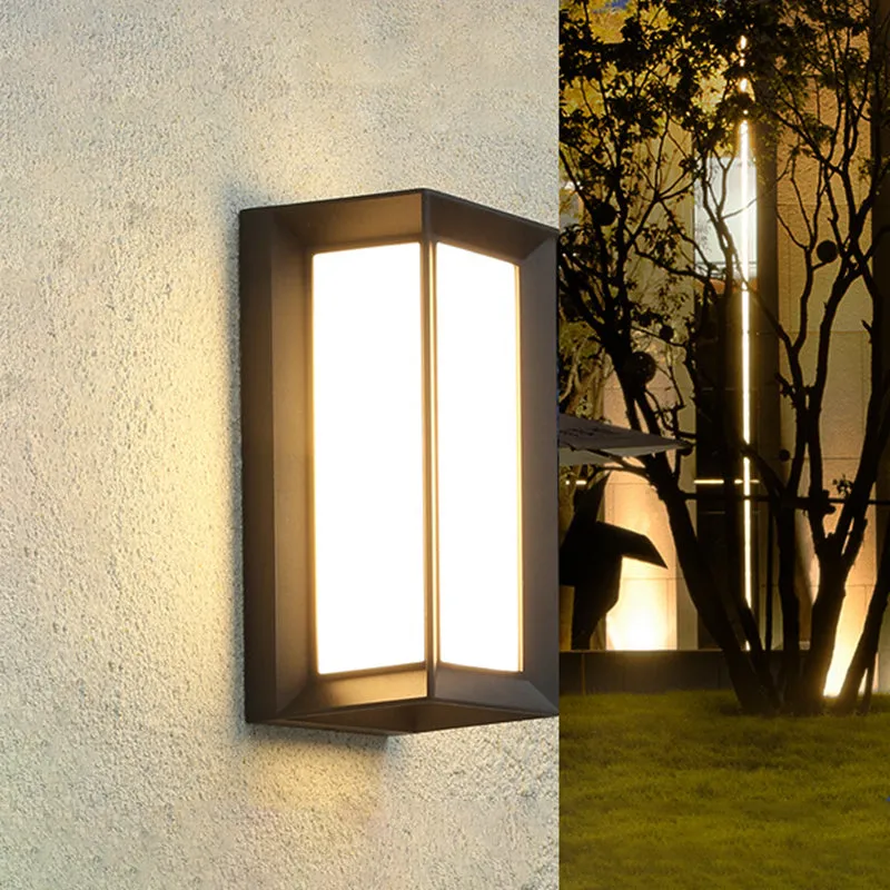 Modern and Stylish Lodges Cuboid Box Wall Sconce in Black with Milky Glass and LED for Corner Lighting, Warm/White Light