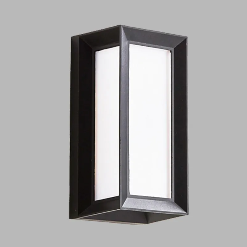 Modern and Stylish Lodges Cuboid Box Wall Sconce in Black with Milky Glass and LED for Corner Lighting, Warm/White Light