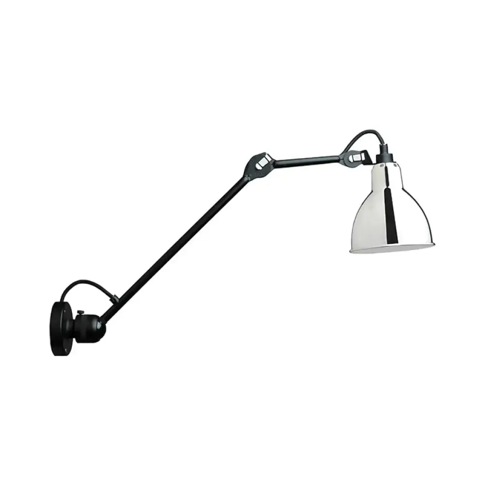 Modern Black/Gray Domed Wall Sconce Light with Adjustable Metallic Arm - 1 Head, 23.5" 8"/16" 8" Length