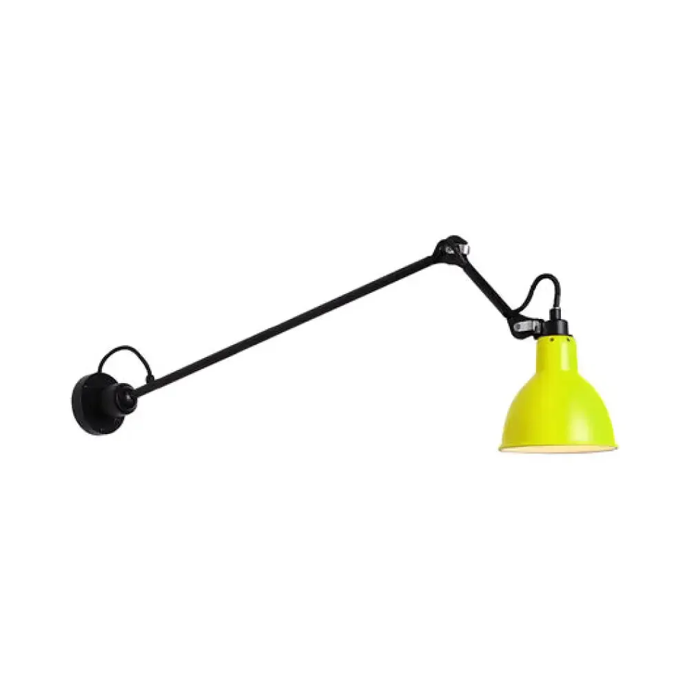 Modern Black/Gray Domed Wall Sconce Light with Adjustable Metallic Arm - 1 Head, 23.5" 8"/16" 8" Length