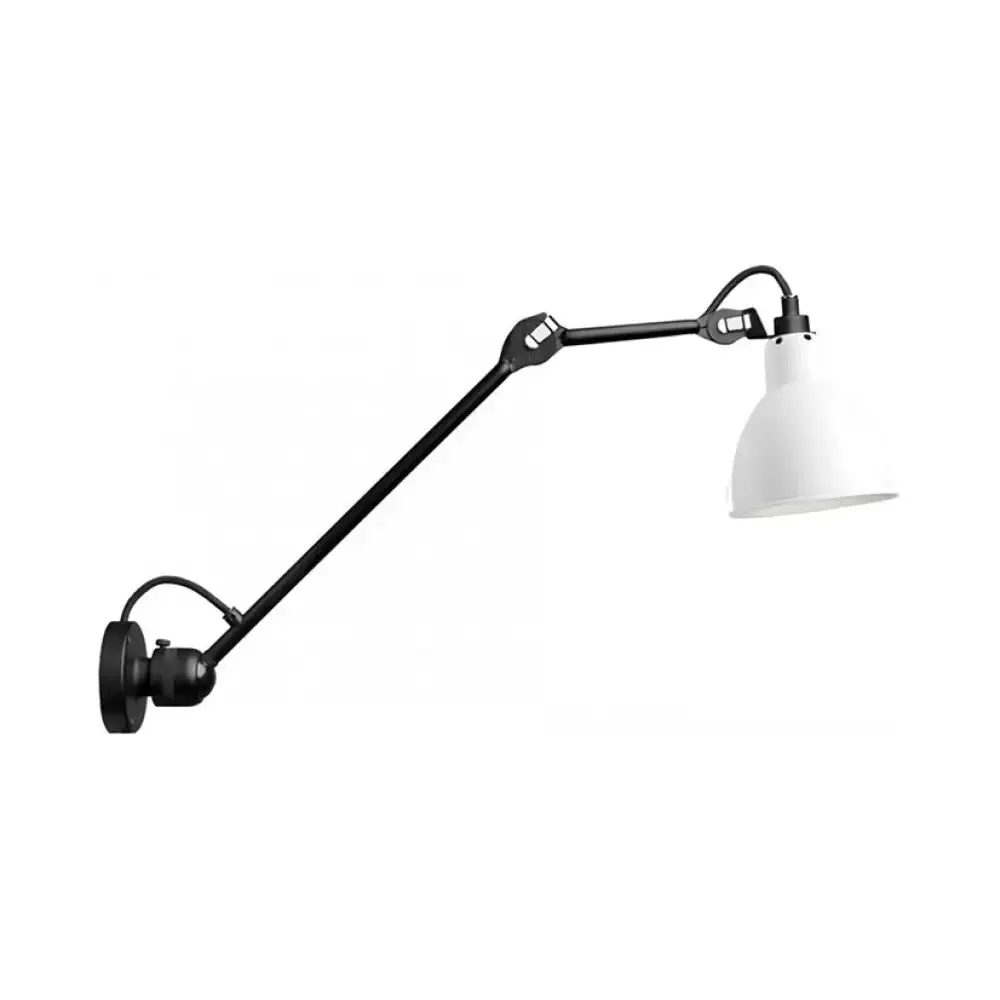 Modern Black/Gray Domed Wall Sconce Light with Adjustable Metallic Arm - 1 Head, 23.5" 8"/16" 8" Length