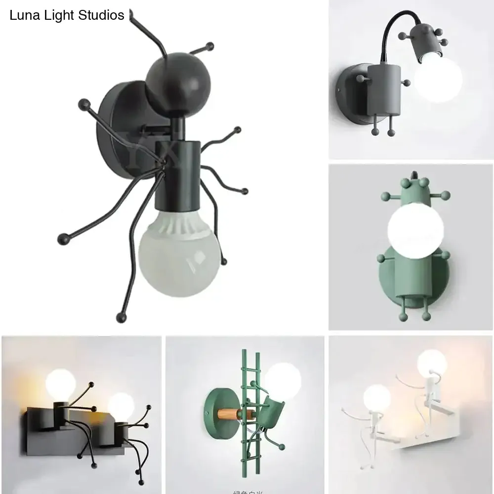 Modern Creative Minimalism Metal Robot Ants Lamps for Kids Baby Living room