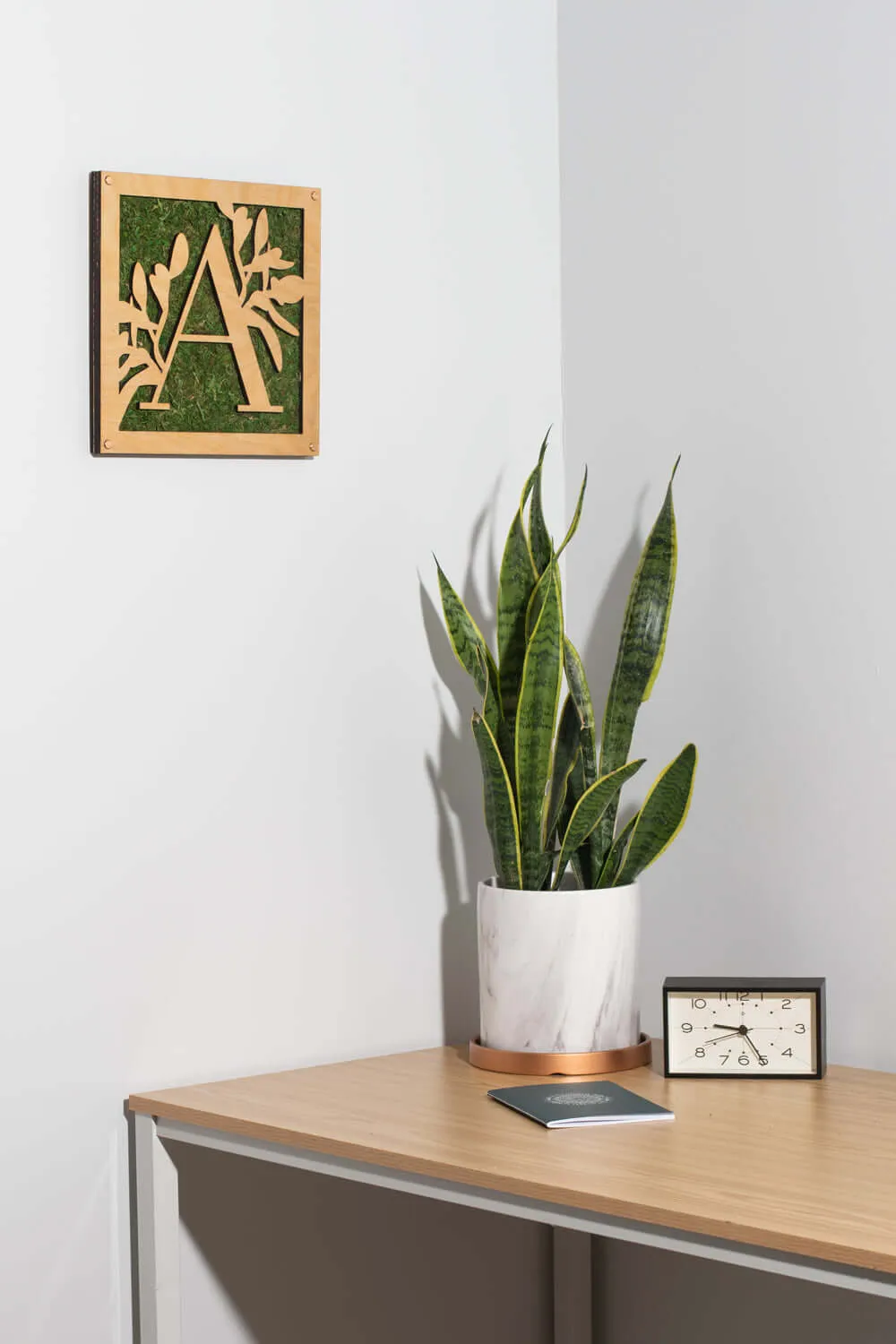 Monogrammed Moss Frame - Wooden Botanical Wall Art Letter "J"