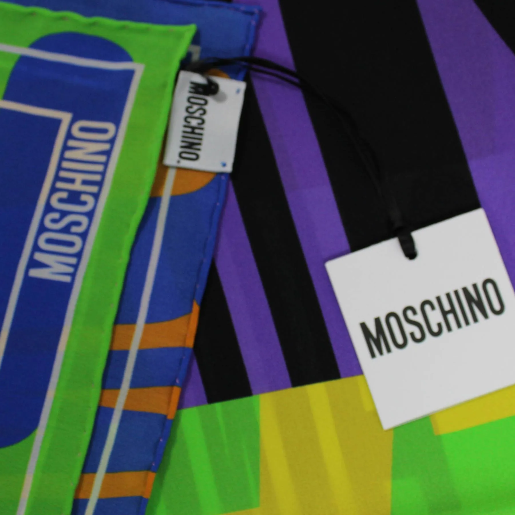 Moschino Scarf Colorful Logo Design - Large Square Silk Foulard - Spring/ Summer 2024 Collection