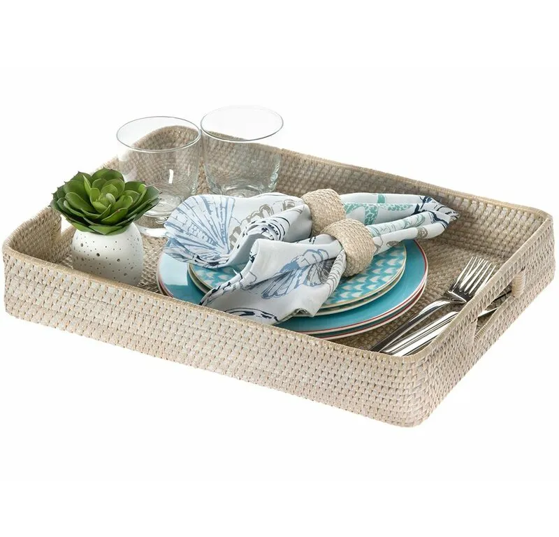 Newcos Rectangle Rattan/Wicker Handmade Serving Tray