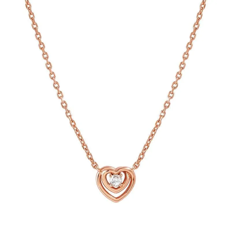 Nomination CosmicLove Necklace, Heart, Cubic Zirconia, Rose Gold, Sterling Silver