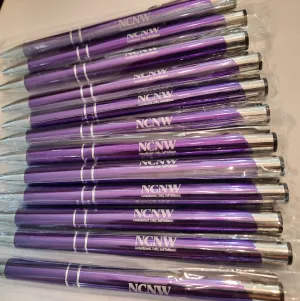 One dozen ink pens - NCNW Purple metallic