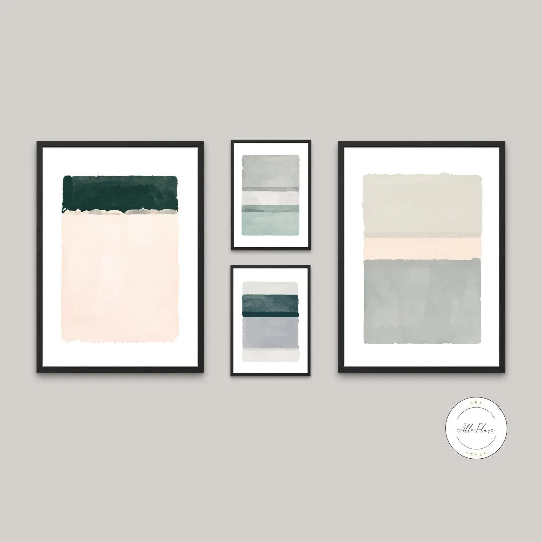 Pastel Green Abstract Art Prints Set Of 4 PRINTABLE ART, Coastal Decor, Minimal Abstract Wall Art, Neutral Art Prints, Abstract Boho Art Set, Sage Green Prints