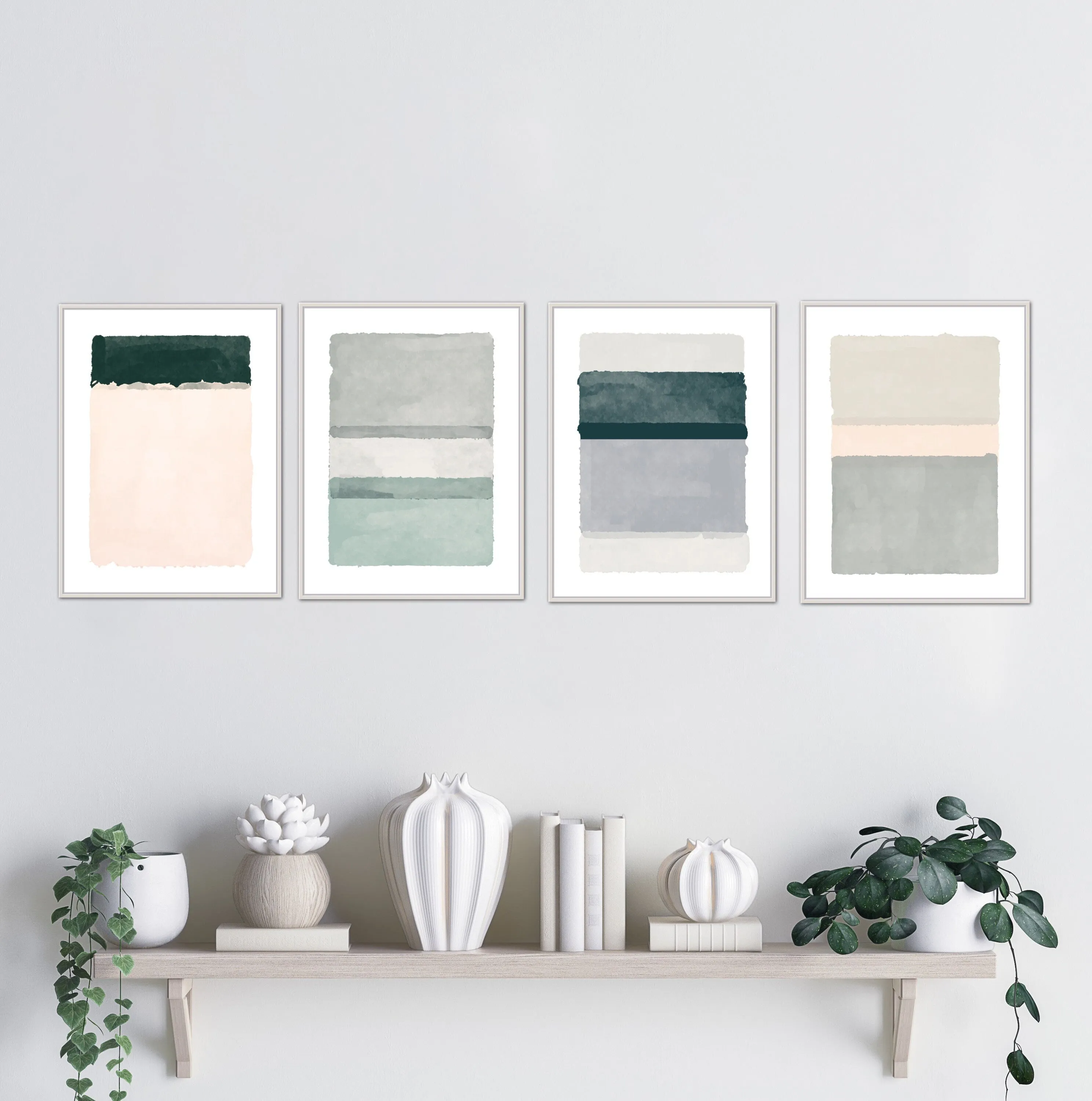 Pastel Green Abstract Art Prints Set Of 4 PRINTABLE ART, Coastal Decor, Minimal Abstract Wall Art, Neutral Art Prints, Abstract Boho Art Set, Sage Green Prints