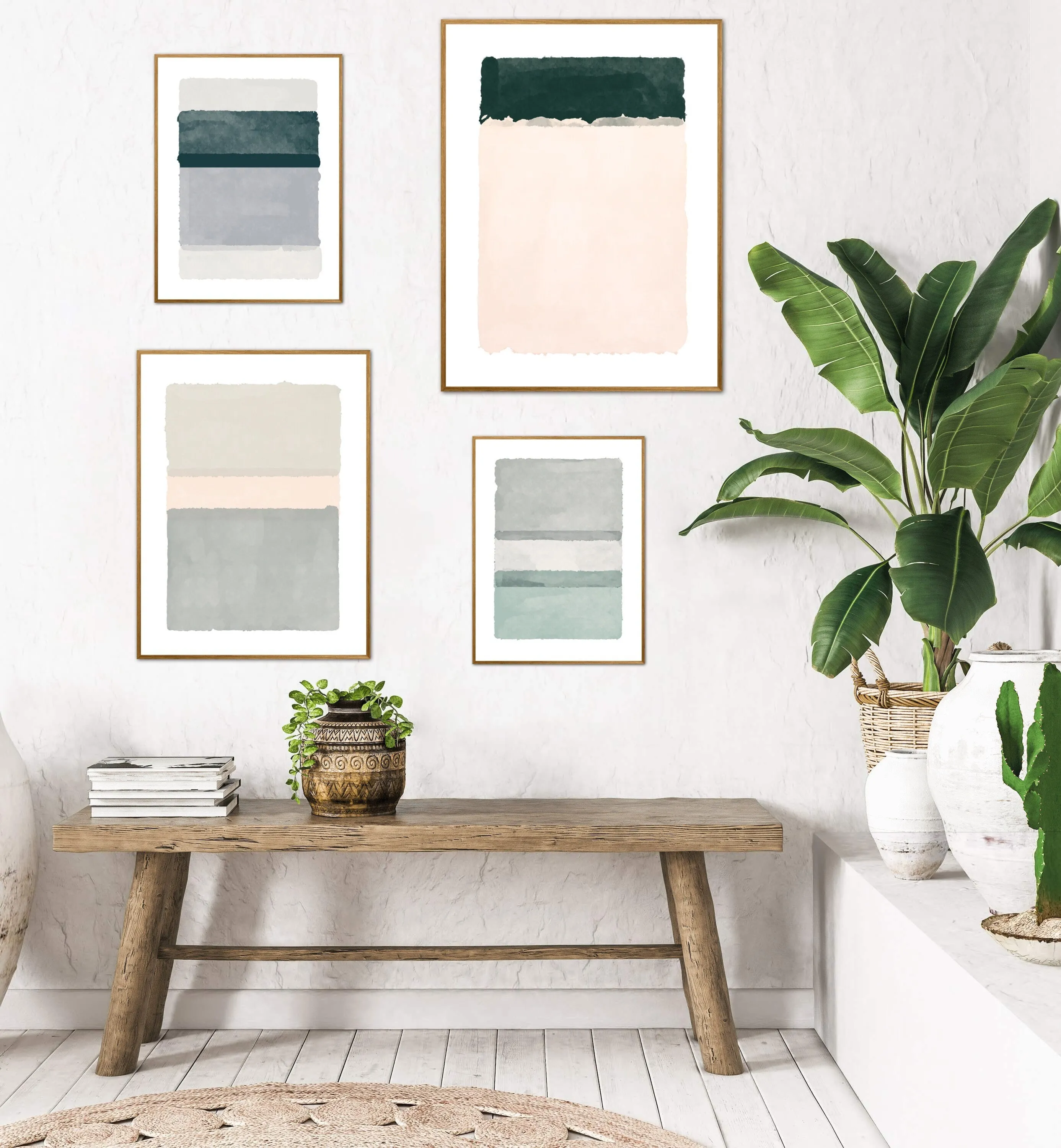 Pastel Green Abstract Art Prints Set Of 4 PRINTABLE ART, Coastal Decor, Minimal Abstract Wall Art, Neutral Art Prints, Abstract Boho Art Set, Sage Green Prints