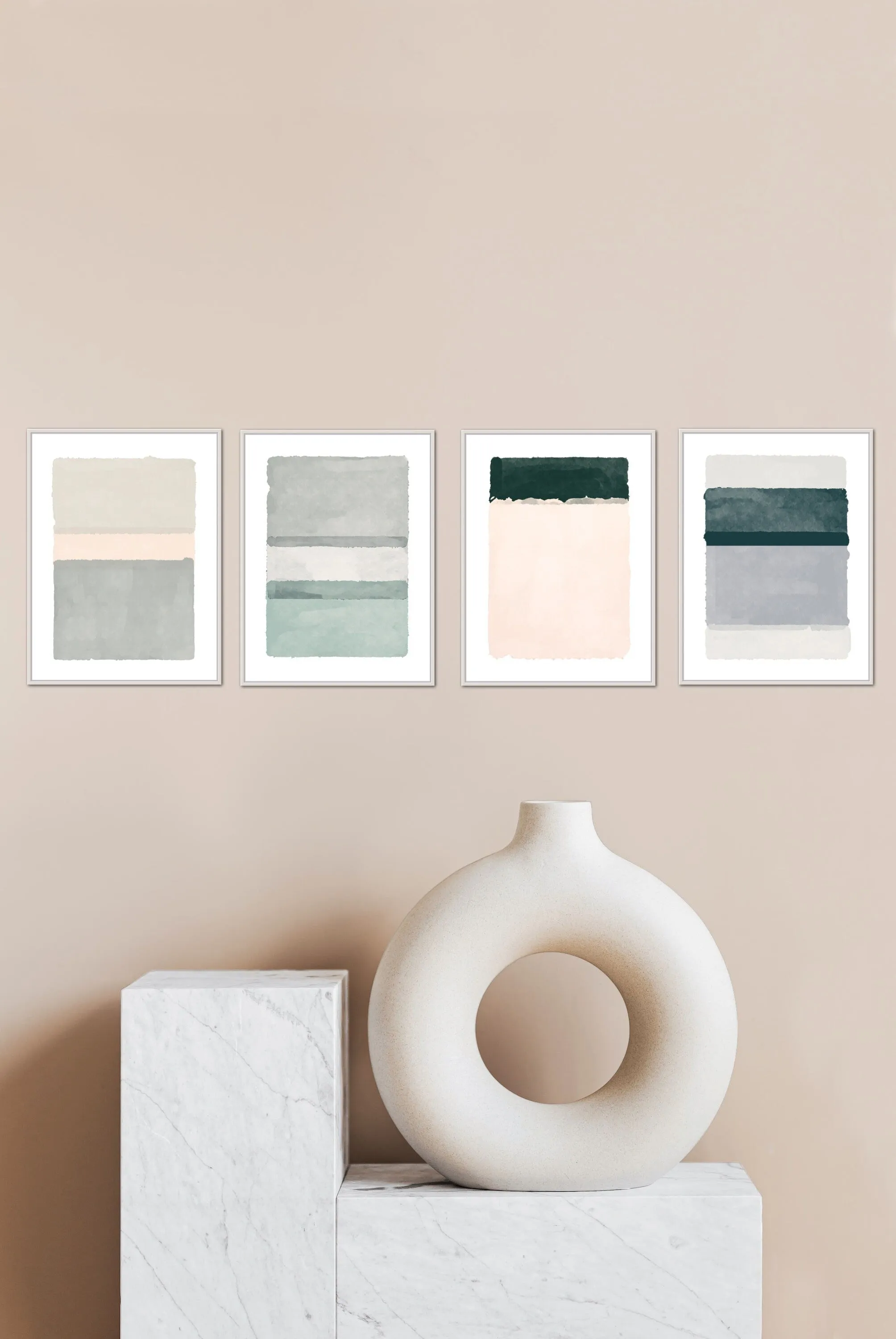 Pastel Green Abstract Art Prints Set Of 4 PRINTABLE ART, Coastal Decor, Minimal Abstract Wall Art, Neutral Art Prints, Abstract Boho Art Set, Sage Green Prints