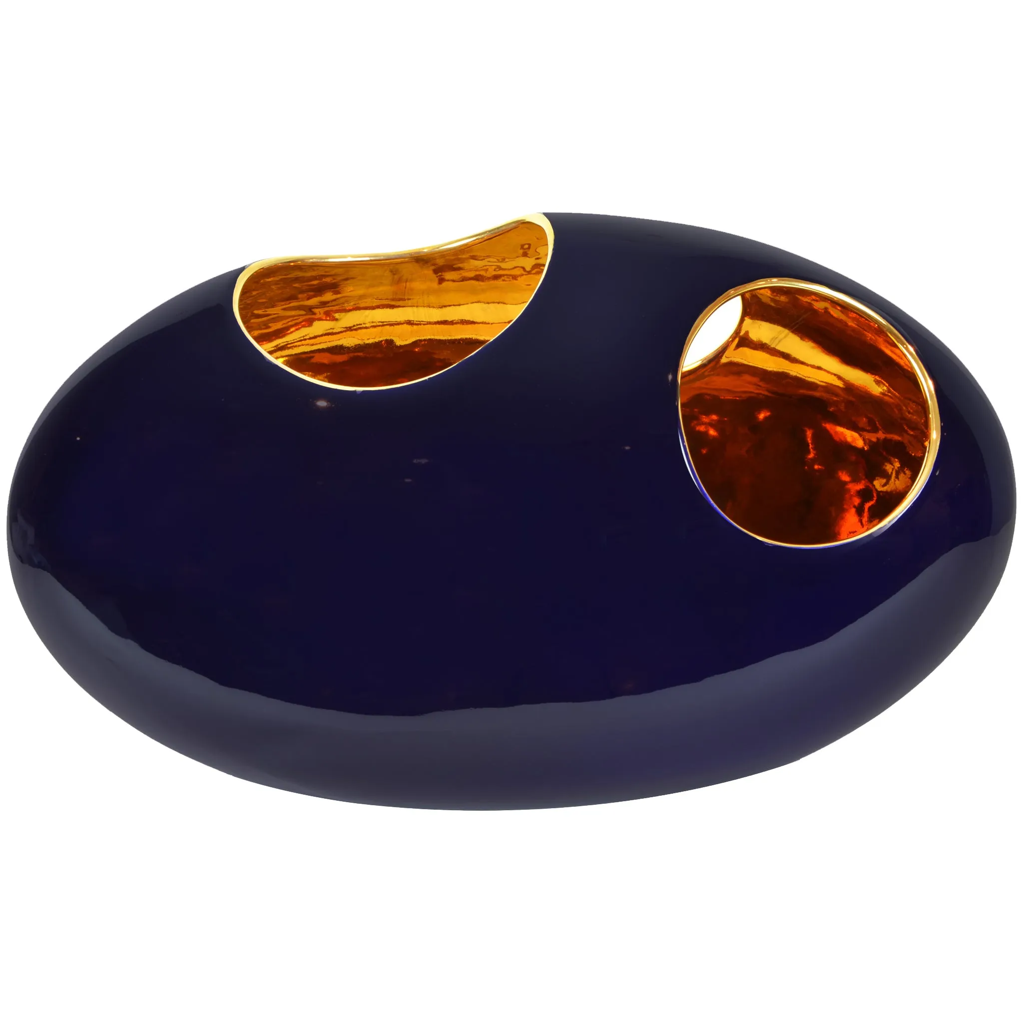 Pebble Long Vase - Midnight Blue/Gold