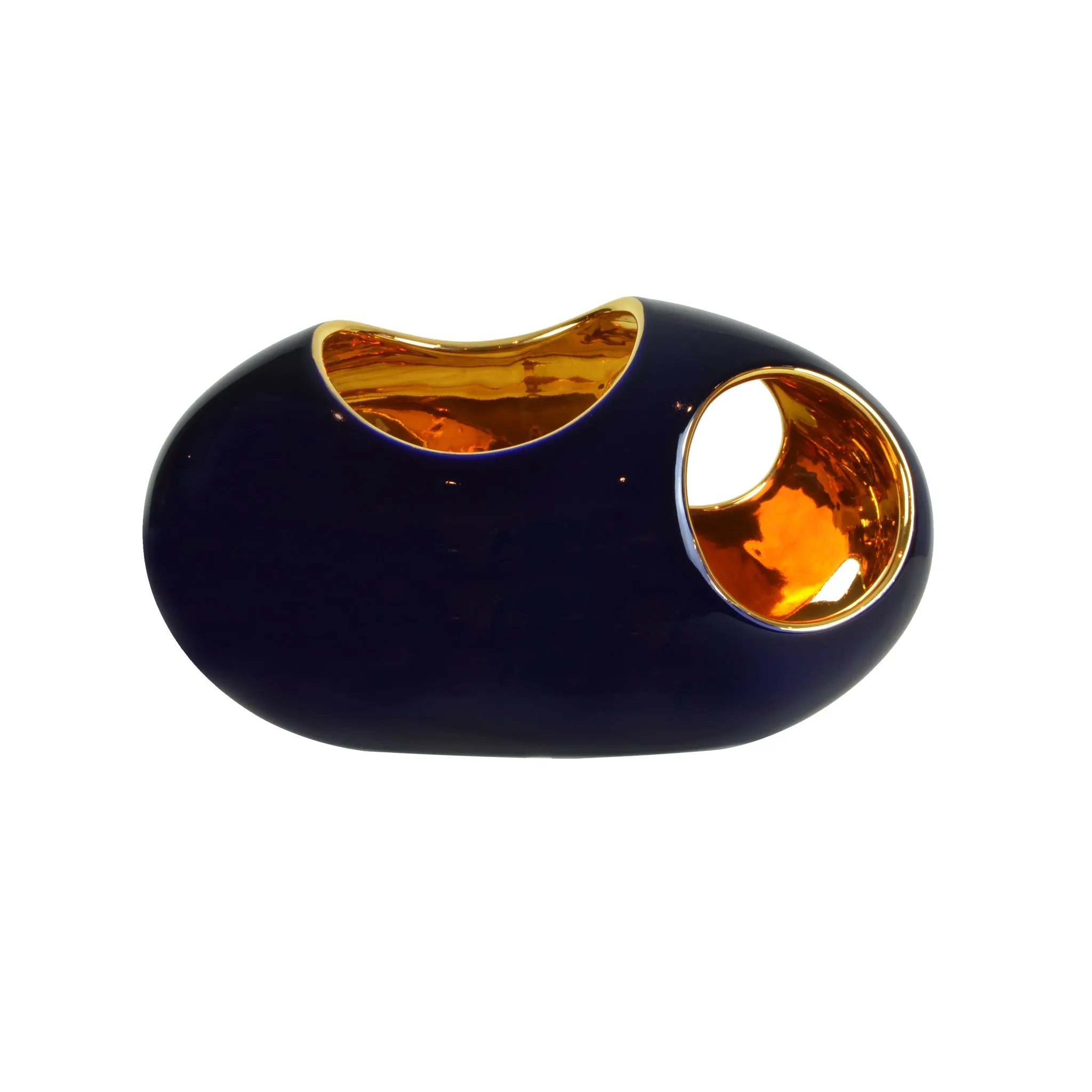 Pebble Long Vase - Midnight Blue/Gold