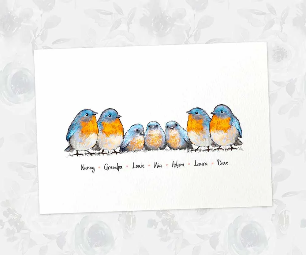 Personalised Bluebird Family Portrait