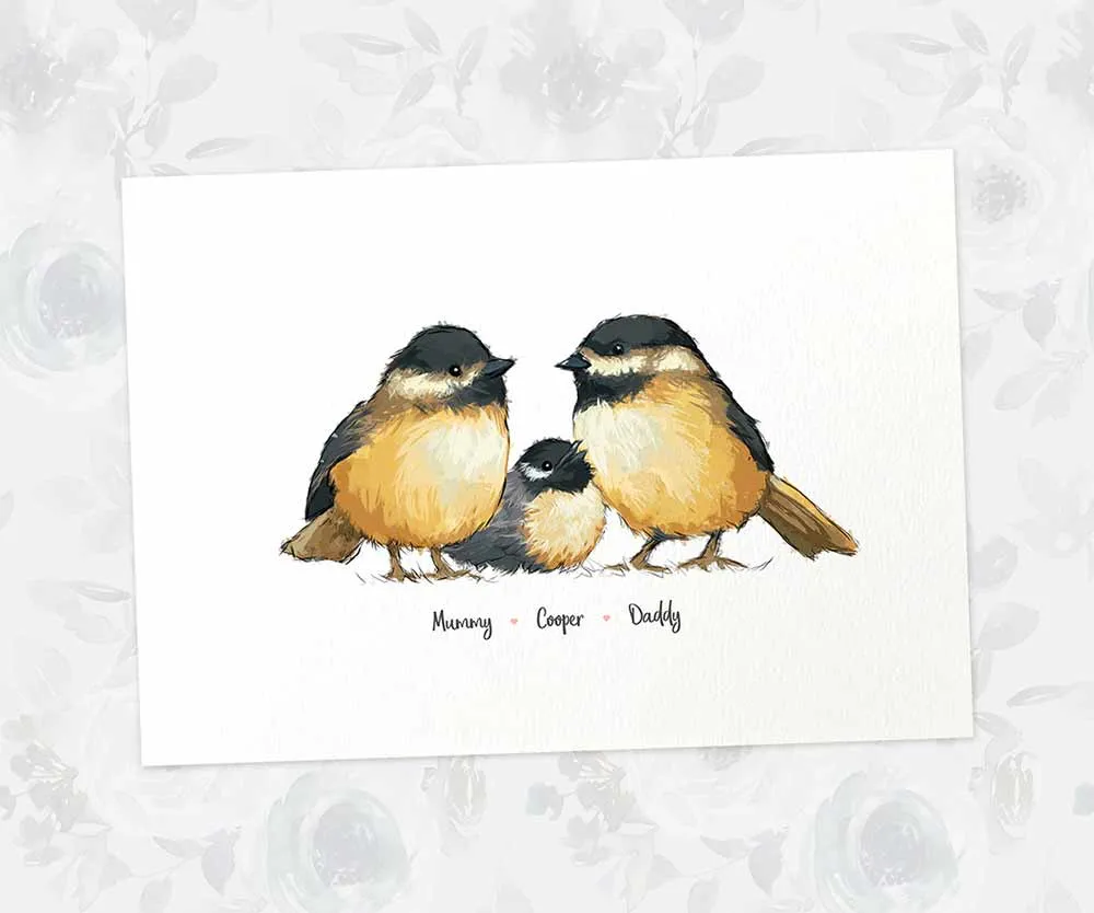 Personalised Chickadee Family Portrait