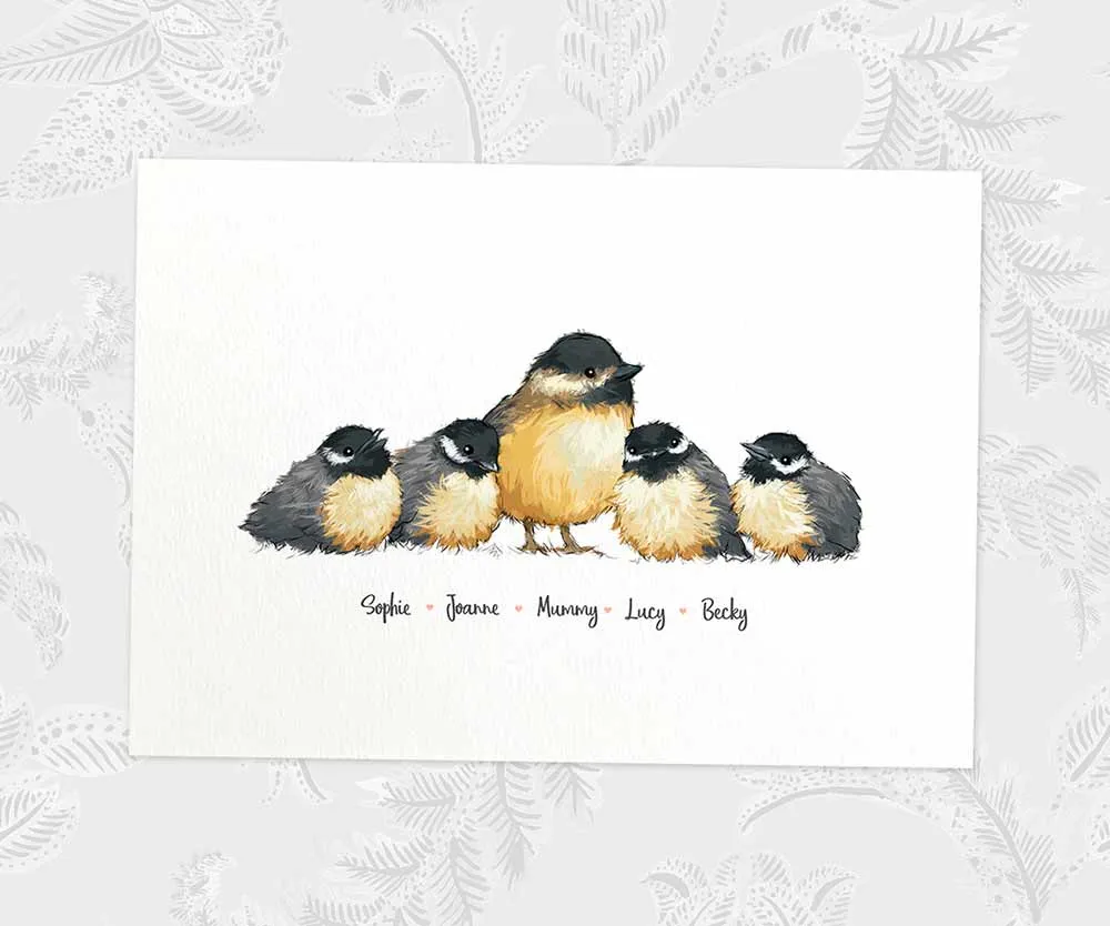 Personalised Chickadee Family Portrait