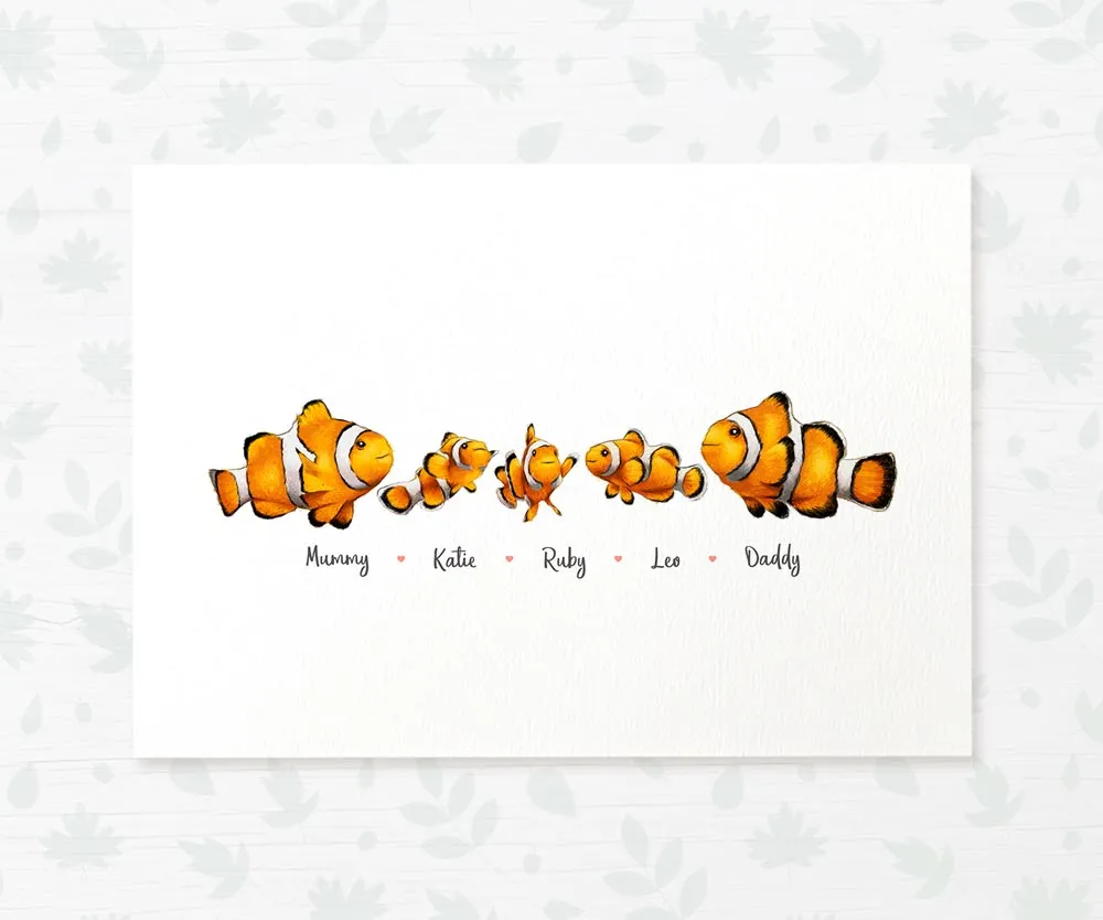 Personalised Clown Fish Family Portrait