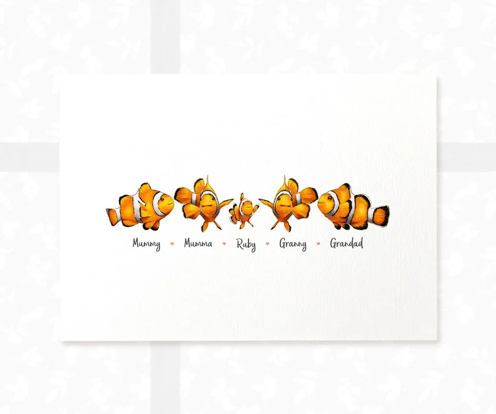 Personalised Clown Fish Family Portrait